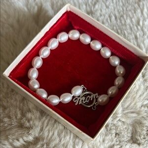 Freshwater Pearl Bracelet with “Mom” Charm